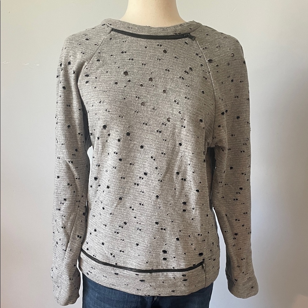 Robert Rodriguez Charcoal Knit Top w/ Zipper Accents - XS